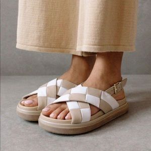 Alohas Marshmallow Scacchi - Brown and White Leather Sandals size 40 EU